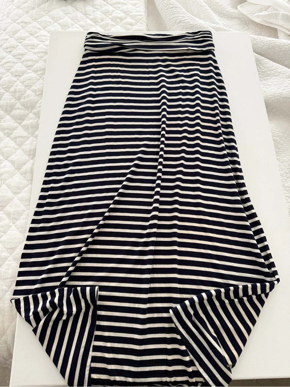 J. Crew Black and White Striped Maxi Skirt